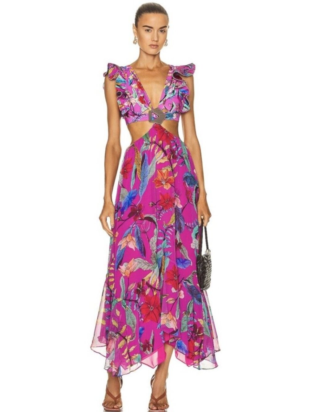 PatBO Zamia Belted Beach Dress Magenta Pink